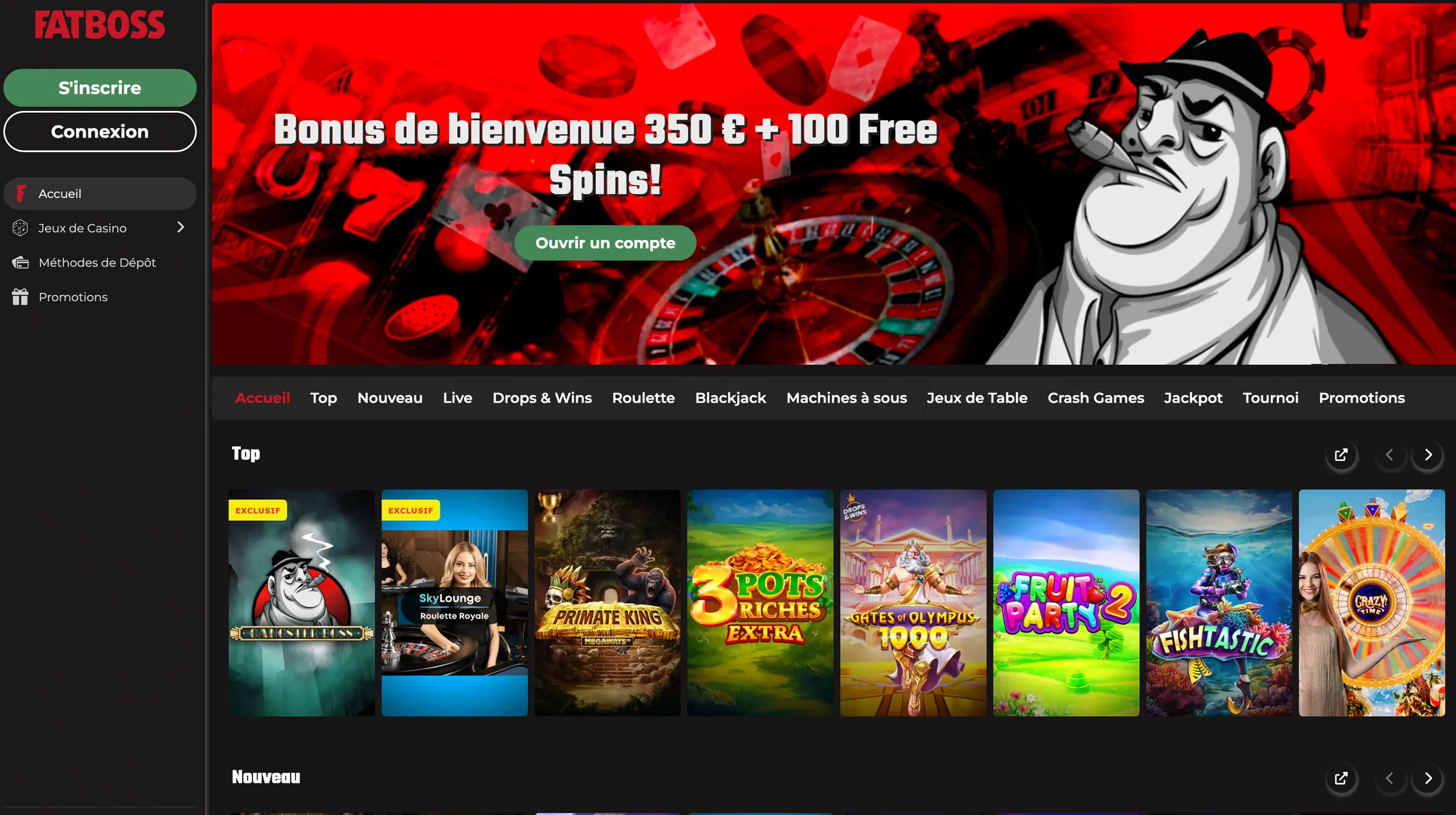 Capture d'écran FatBoss Casino