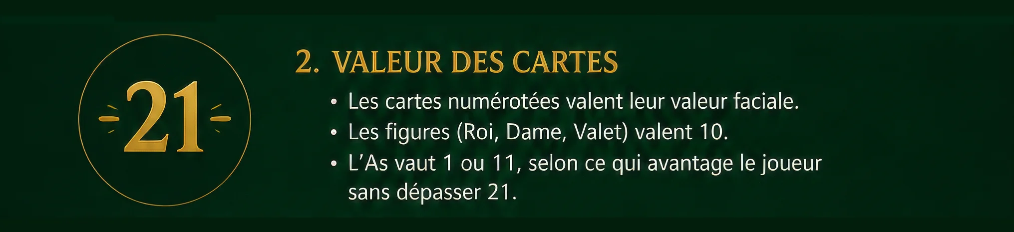 Valeur des cartes au blackjack